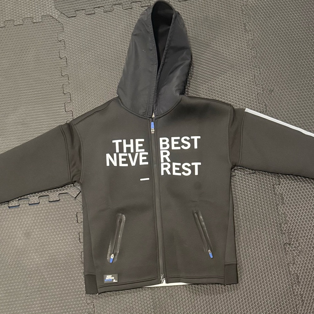 Black Hoodie with White Text
